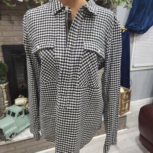 J Crew Merchantile Flannel Half Zip Pullover Sz Med MSRP $120